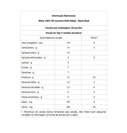 Whey 100% HD Gourmet Refil (900g) - Sorvete de Morango Black Skull
